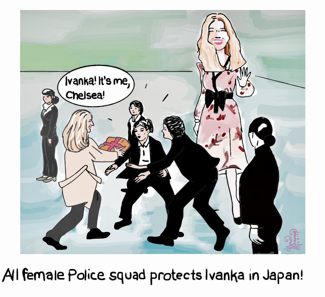 Ivanka Trump in Japan. Political Cartoon. post thumbnail image