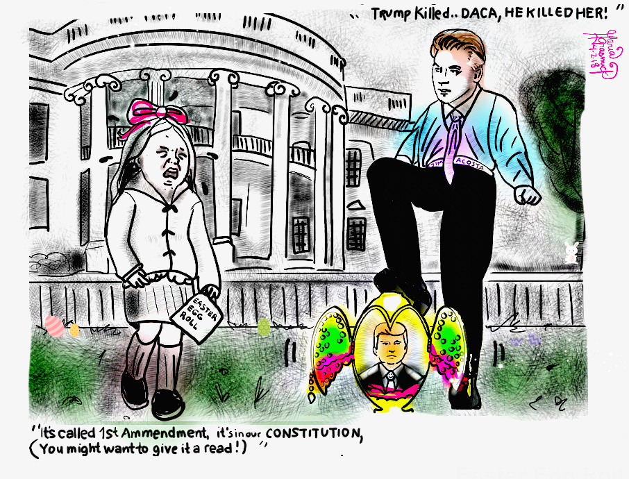 Jim Acosta. Easter 2018. Donald Trump. White House. Political Cartoon 🌶 🥔 🍠 post thumbnail image