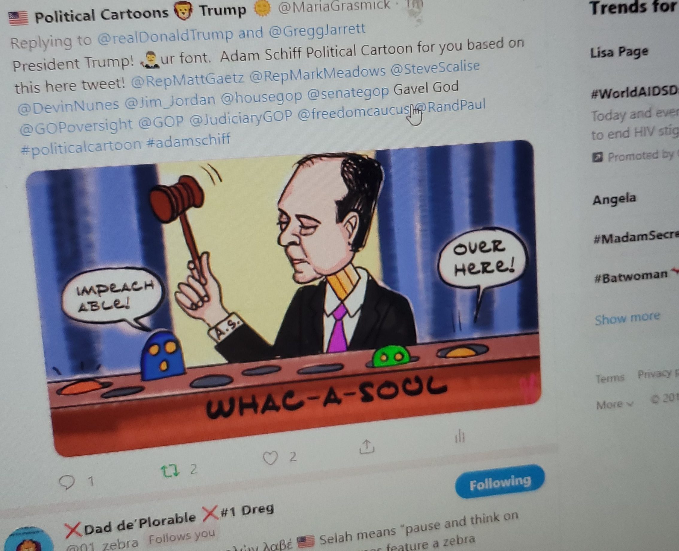 Adam Schiff whac a mole political cartoon post thumbnail image