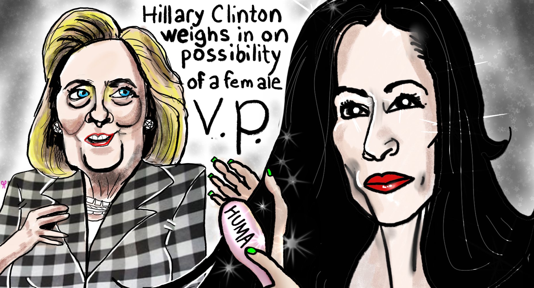 Hillary Clinton weighs in on possibility of my female VP New York Post headline political cartoon for Donald Trump the president. post thumbnail image