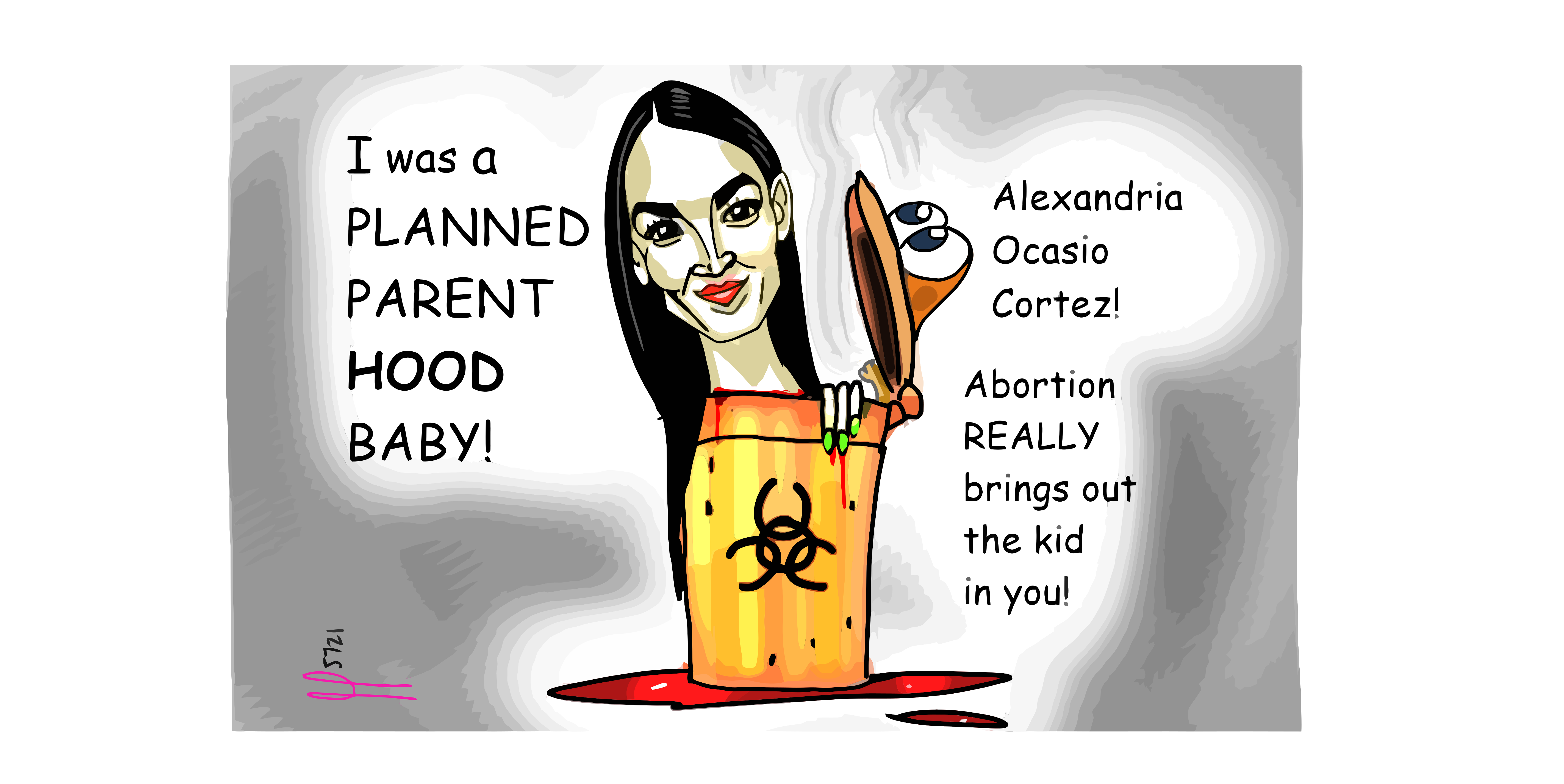 Alexandria Ocasio Cortez Planned Parenthood baby political editorial Cartoon post thumbnail image