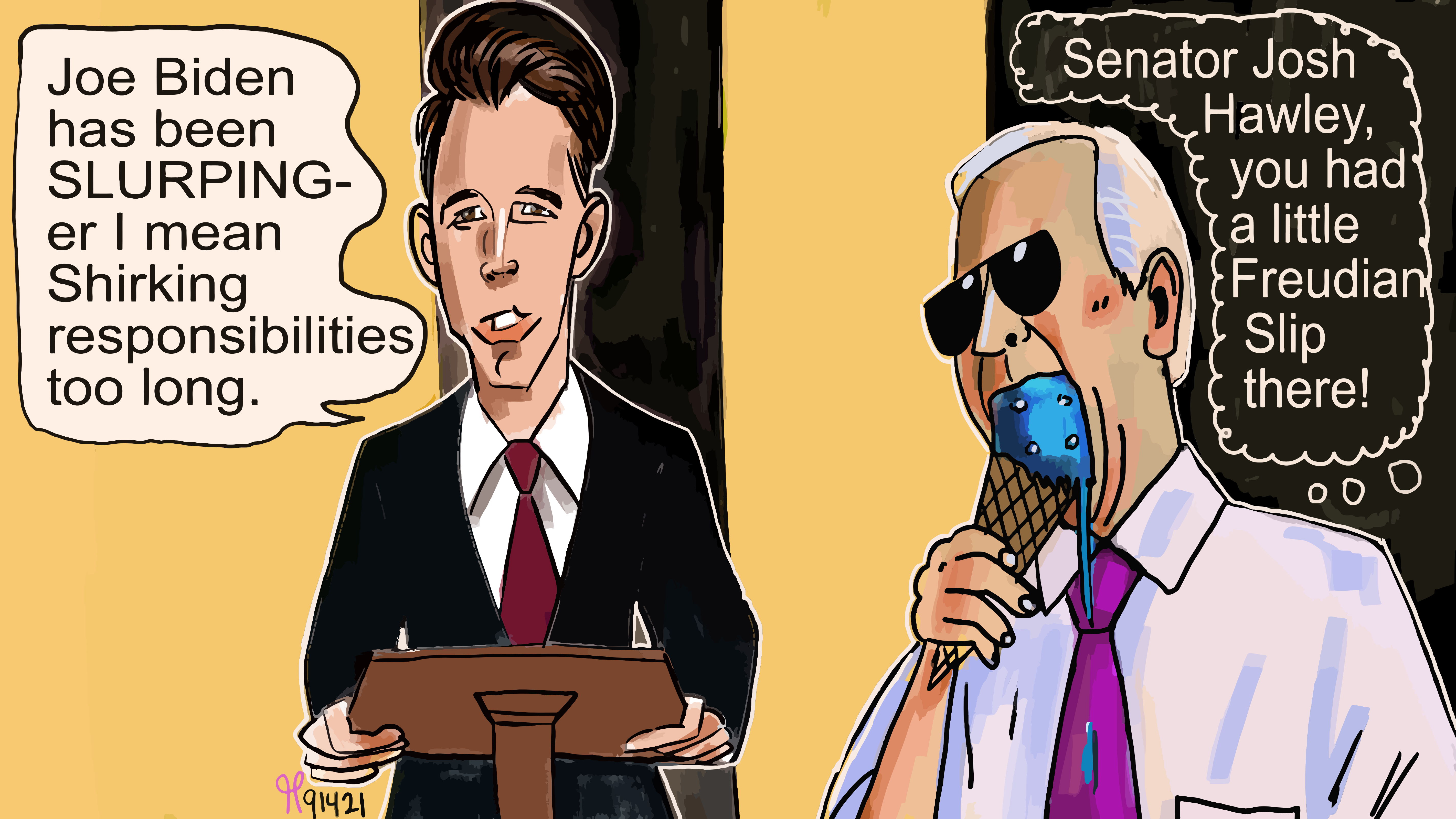 Senator Josh Hawley and Joe Biden Political Cartoon. post thumbnail image