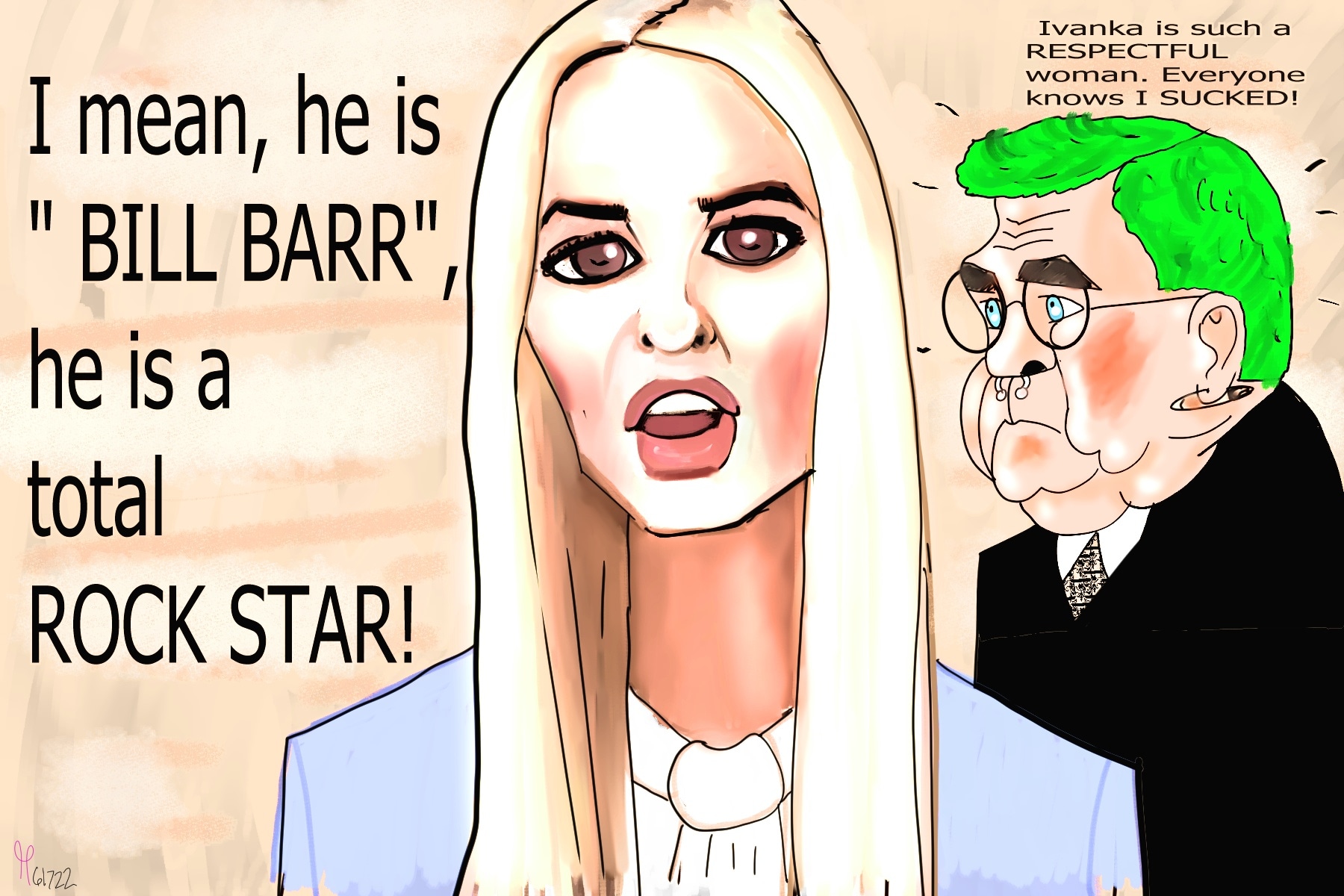 Ivanka Trump Bill Barr Political Cartoon NFT #nft #ivankatrump #billbarr #donaldtrump #trump #politicalcartoon #jan6 post thumbnail image