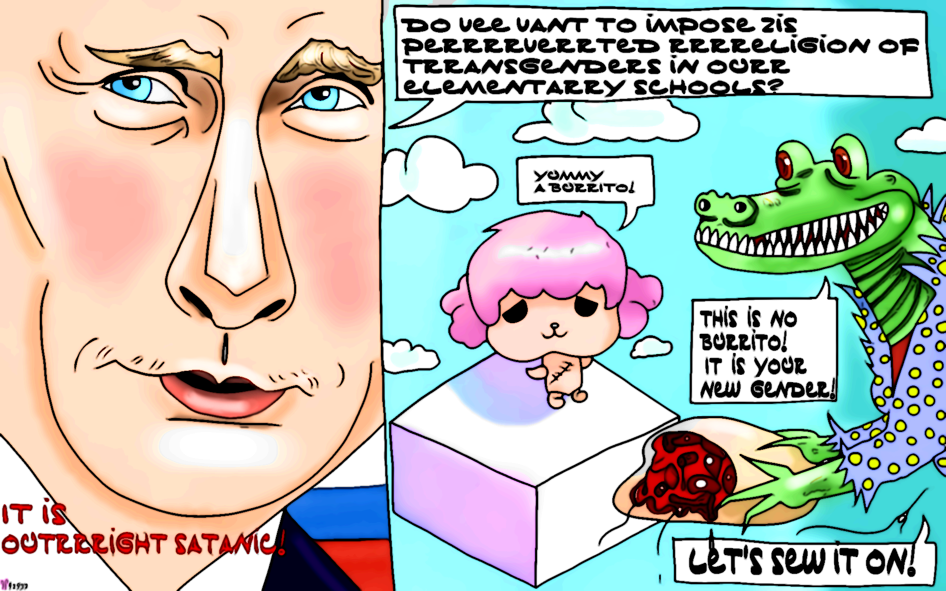 Vladimir Putin Political Cartoon NFT “Outright Satanic” post thumbnail image