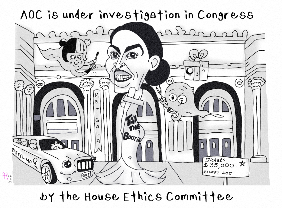 Aoc Alexandria Ocasio-Cortez is under investigation by the Ethics Committee, POLITICAL CARTOON post thumbnail image