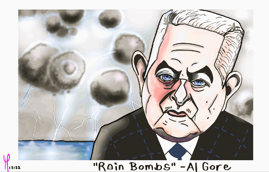 Al Gore Rain Bombs nft political cartoon post thumbnail image