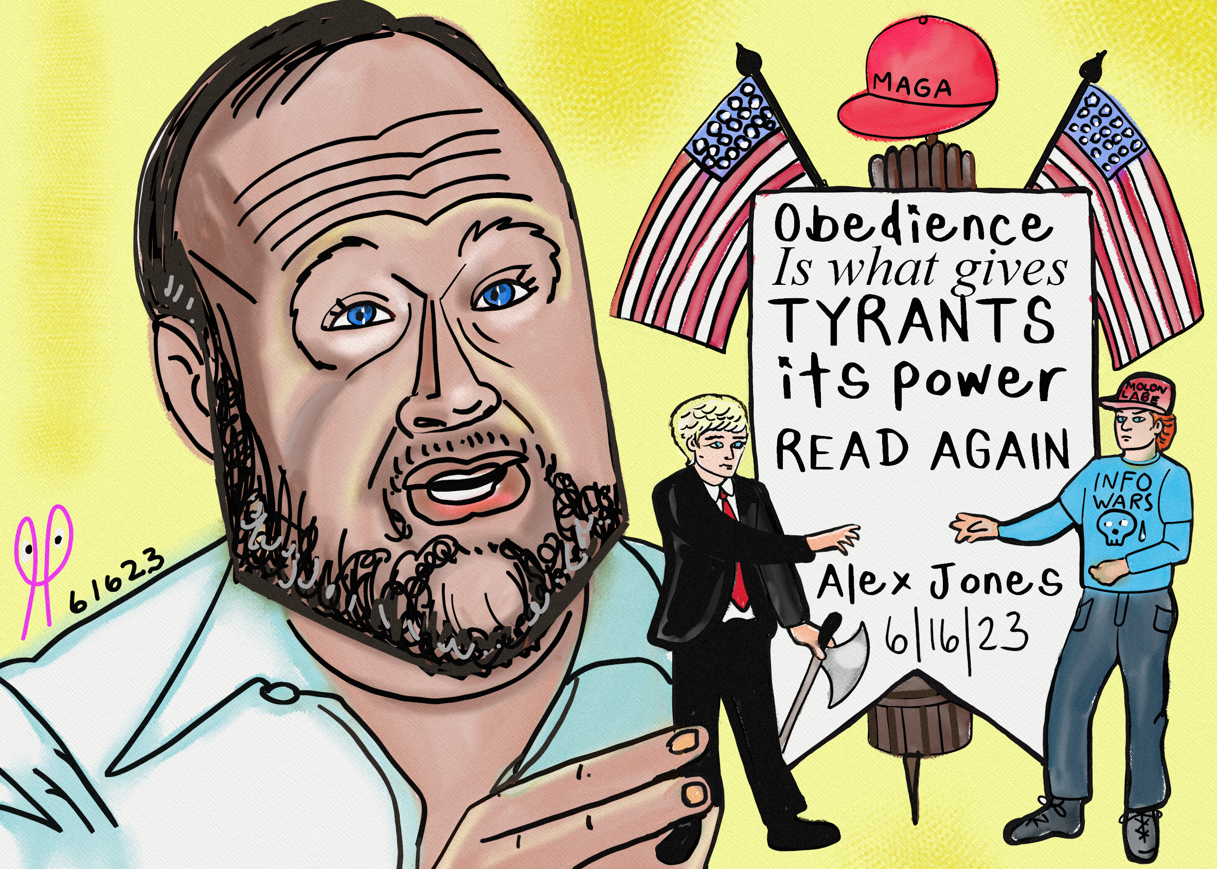 ALEX JONES infowars Political Cartoon Disobedience to Tyrants is obedience to GOD. NFT post thumbnail image