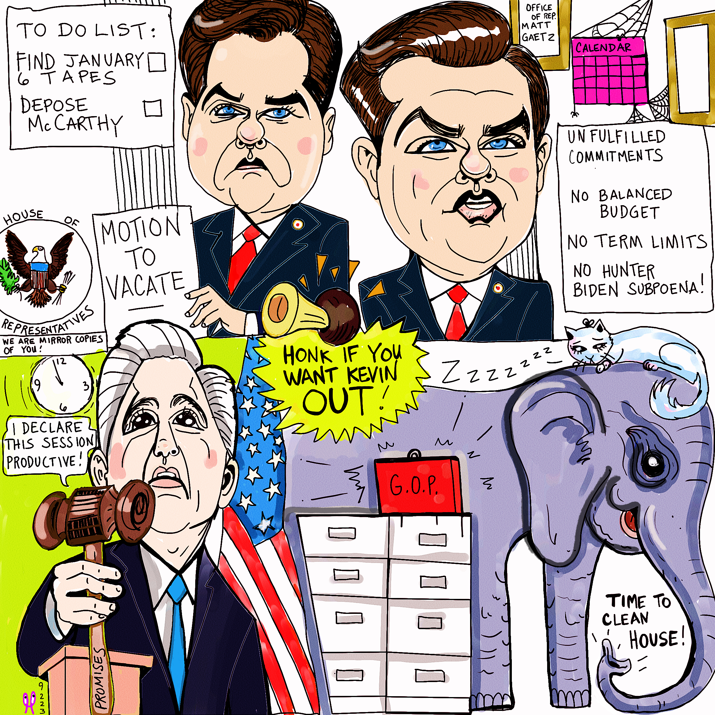 Congressman Matt Gaetz Kevin Mccarthy Political cartoon NFT post thumbnail image